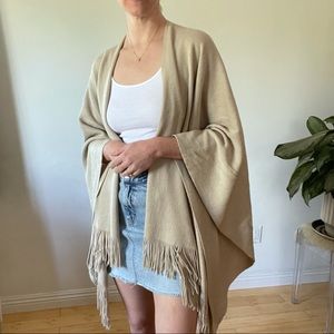Beige Wrap with Fringe